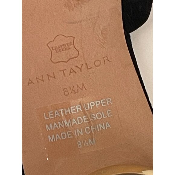 Ann Taylor Black Suede Gold Metallic Spherical Heel Slide Sandal Women's 8.5 - Picture 8 of 8